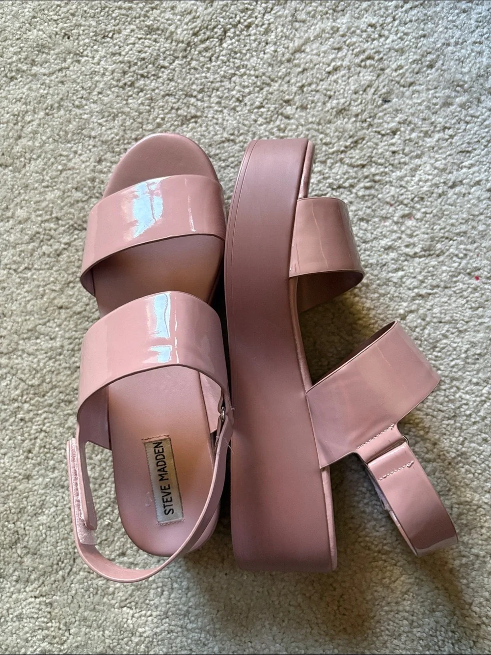 Steve Madden Blush Pink Patent Platform Sandals